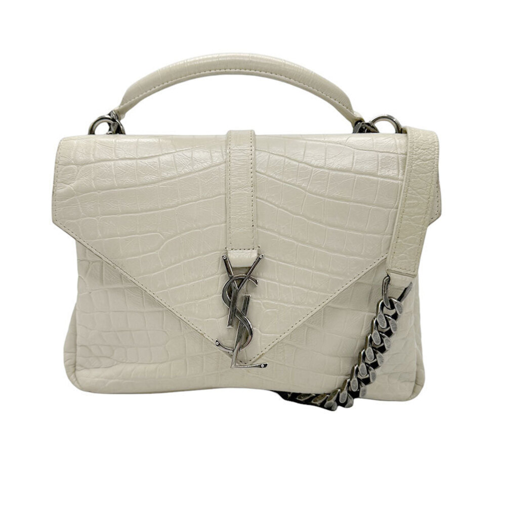 Saint Laurent handbag Crossbody bag embossed leather metal off white